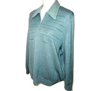 Philippe Marques Sweater Womens Vintage Quarter Zip Knit Pullover Acrylic Nylon